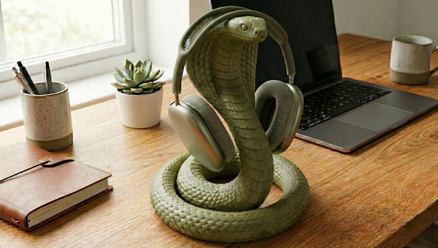 Modern Minimal Snake Headphone Stand – Aesthetic Matte Finish Vertical Headset Figure