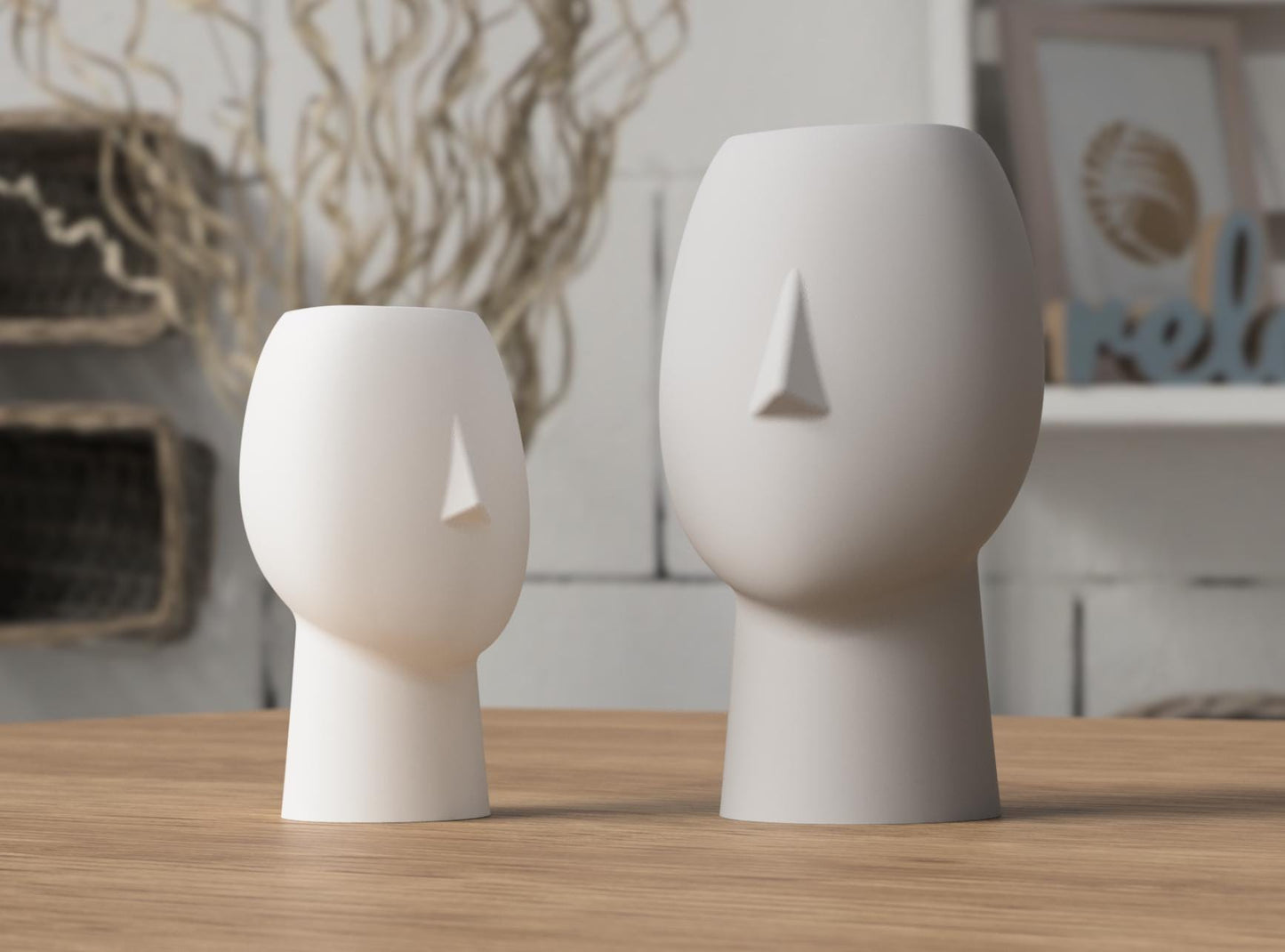 Minimalist Face Vase | Modern Abstract Sculpture Vase | Nordic Home Decor | 3D Printed Art Vase | Contemporary Ceramic-Style Decor