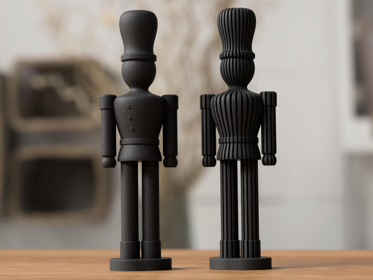 Christmas Nutcracker Decoration  Decor | Modern Minimalist Holiday Sculpture | Scandinavian Tabletop Ornament | Set of 2