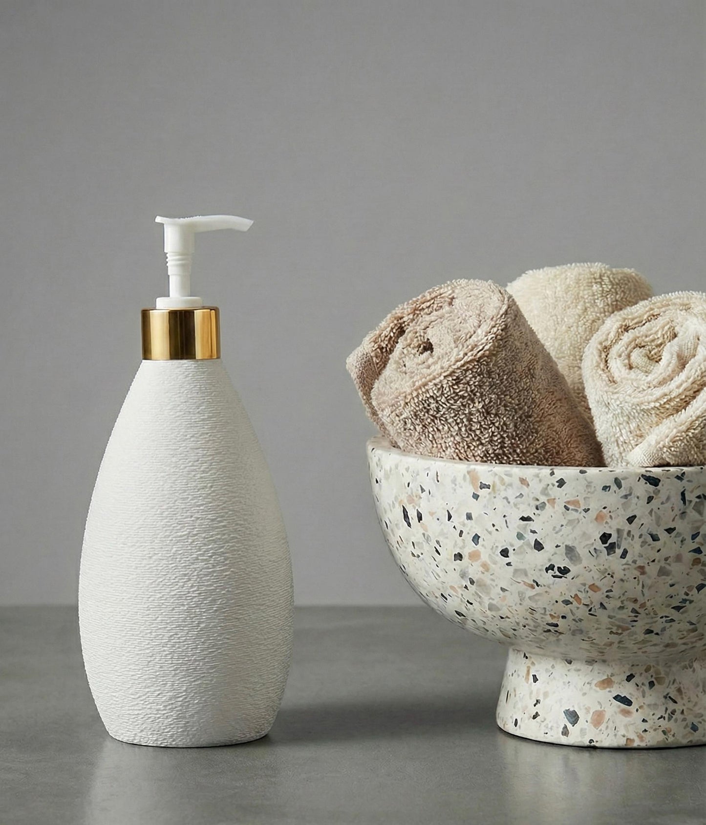 Modern Nordic Soap Dispenser Set of 2 | Minimalist Bathroom Decor | Matte Black + White Bottles
