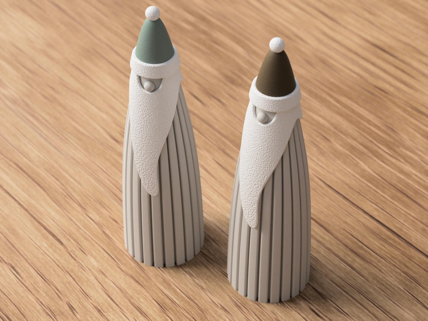 Modern Santa Sculptures | Minimal Christmas Figures | Contemporary Holiday Accent Set of 2