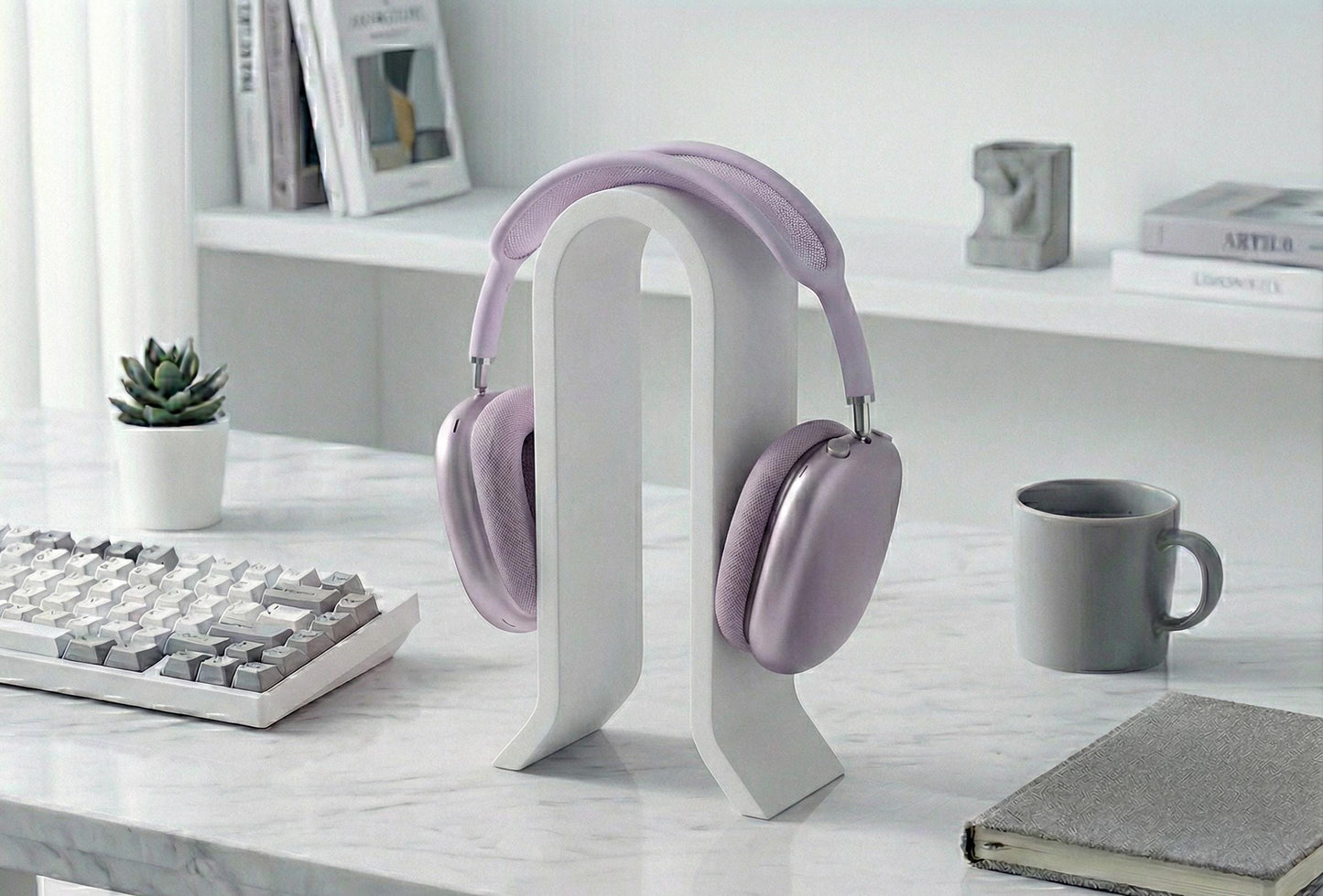 Modern Minimal Headphone Stand – Aesthetic Matte Finish Vertical Headset Holder