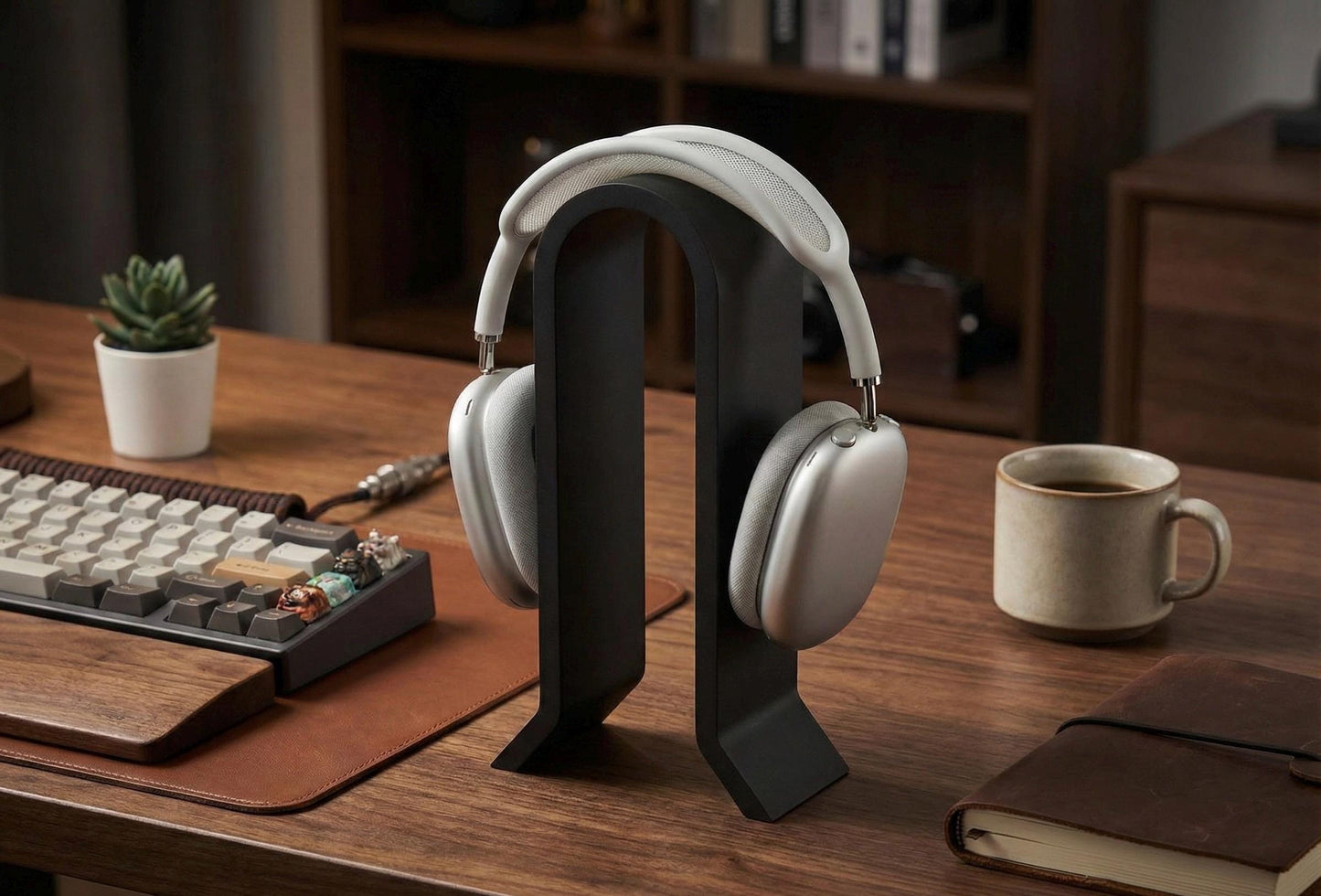 Modern Minimal Headphone Stand – Aesthetic Matte Finish Vertical Headset Holder
