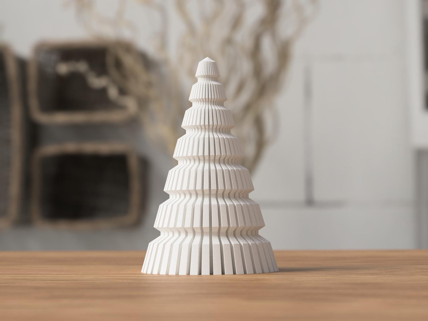 Japandi Minimalist Wooden-Style Decorative Trees | Modern Holiday Decor |