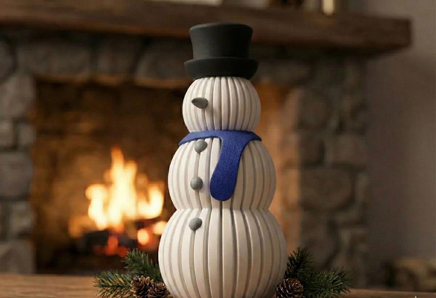 Modern Snowman Sculpture – Minimalist Winter Décor for Mantel, Shelf & Holiday Display