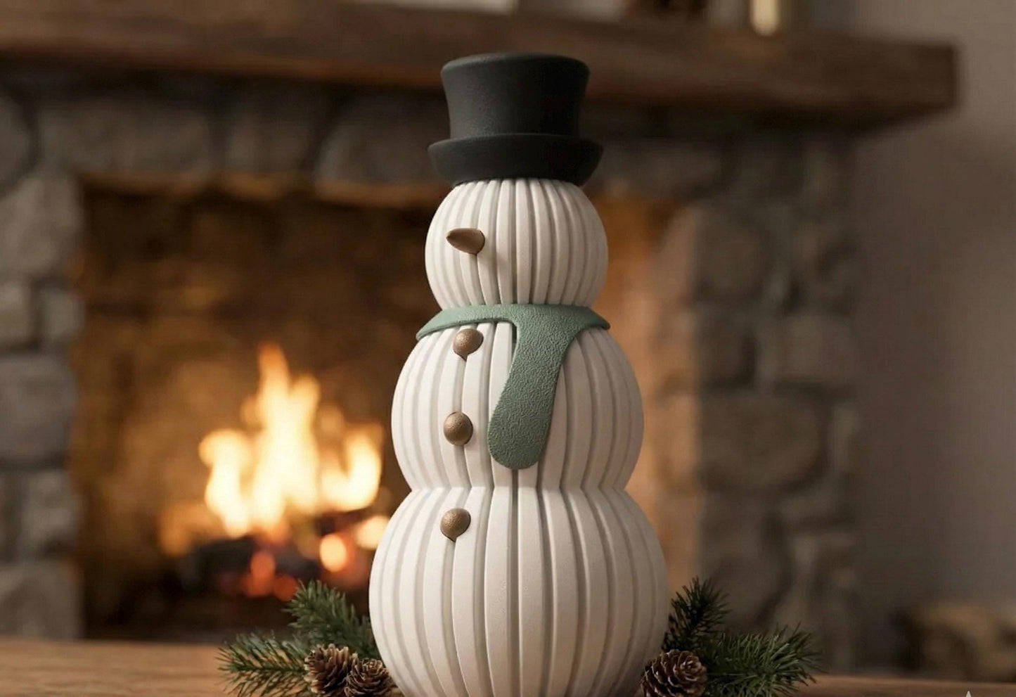 Modern Snowman Sculpture – Minimalist Winter Décor for Mantel, Shelf & Holiday Display
