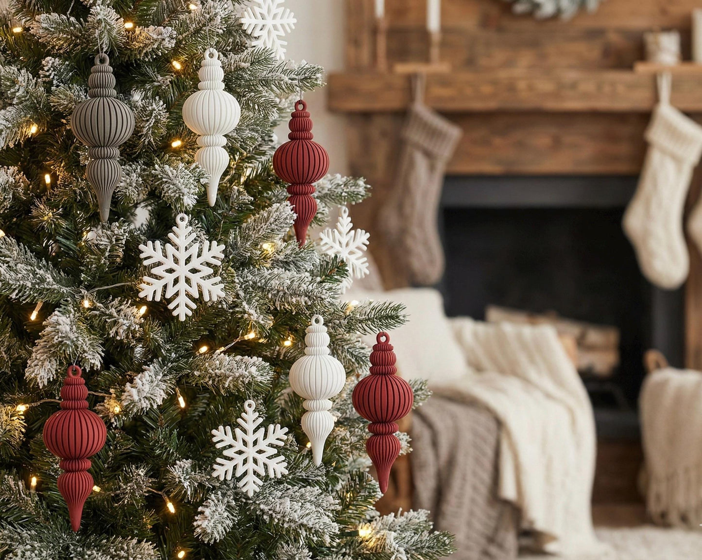 Modern Christmas ornaments | Minimal Christmas Figures | Set of 6