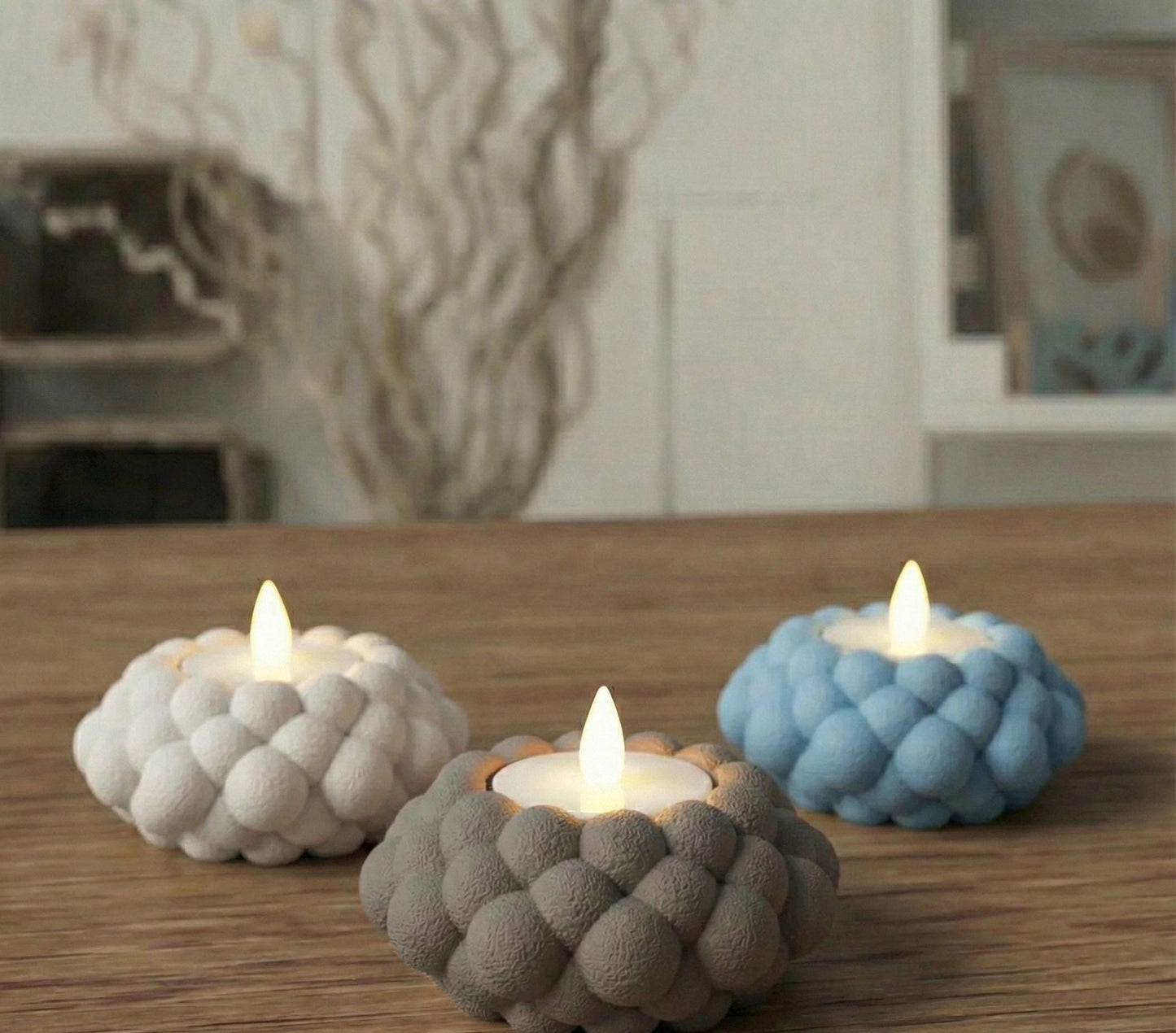 Minimalist Bubble Tealight Holder – Candle Accent for Cozy Home Décor Set of 3