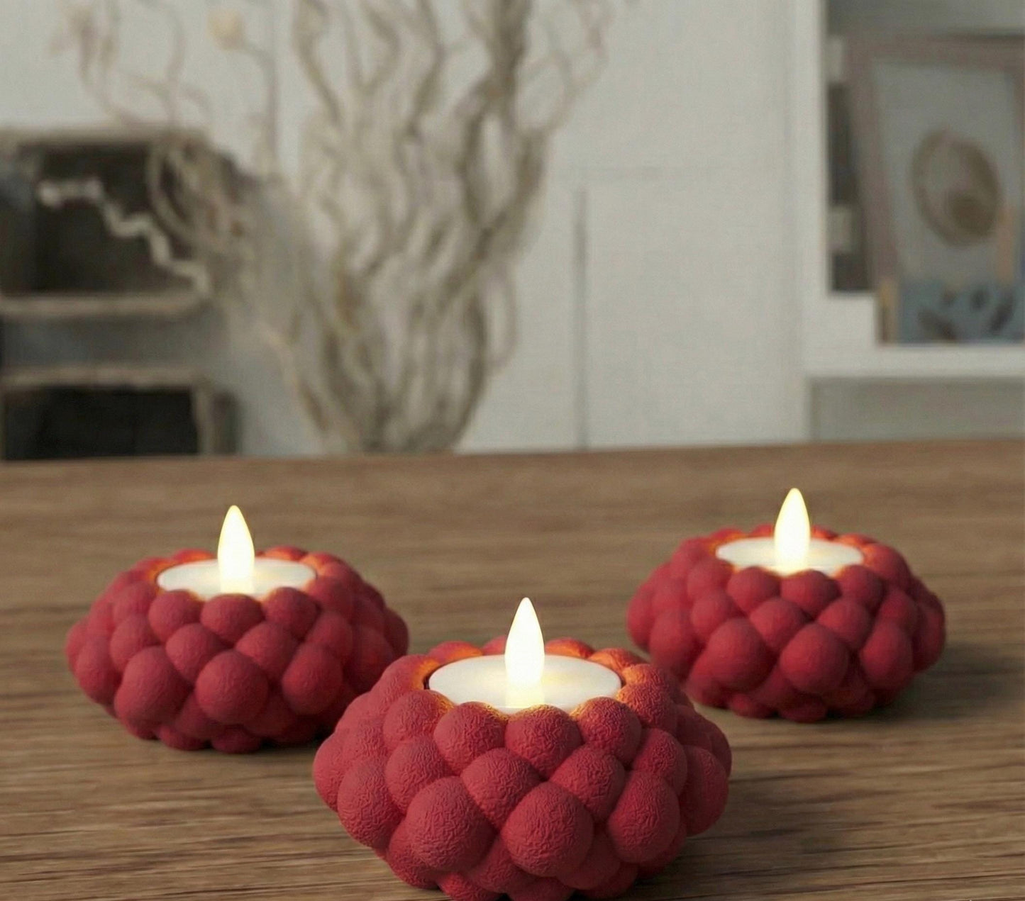 Minimalist Bubble Tealight Holder – Candle Accent for Cozy Home Décor Set of 3