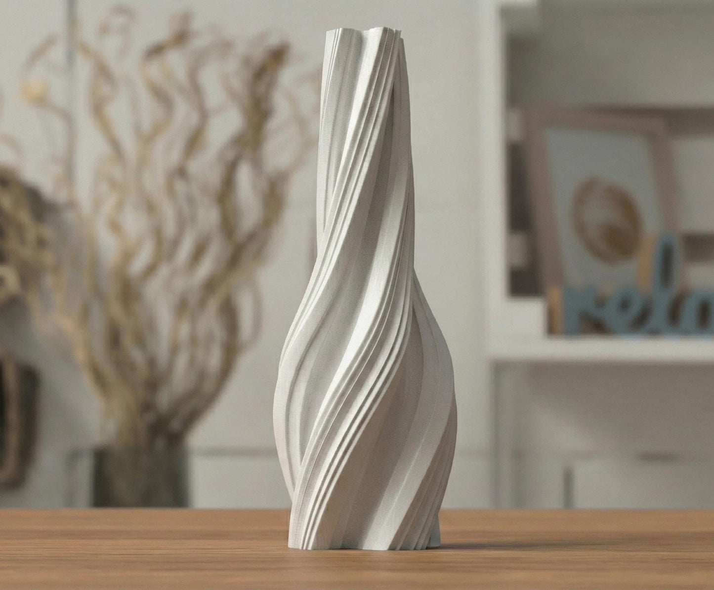 Twisted Modern Vase – Contemporary Wavy Decor, Minimalist Home Accent