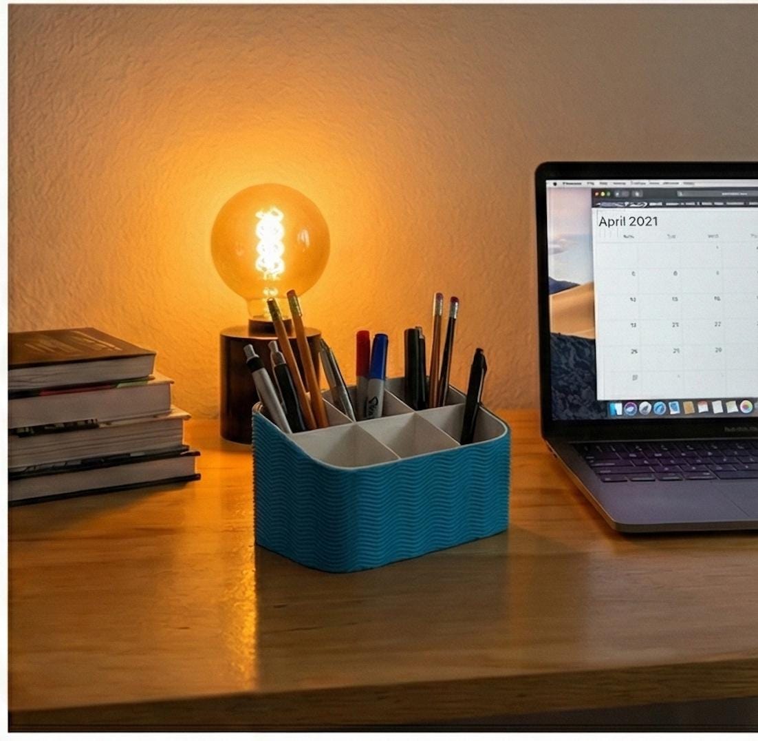 Wave Desktop Organizer | Minimalist Pen & Brush Holder