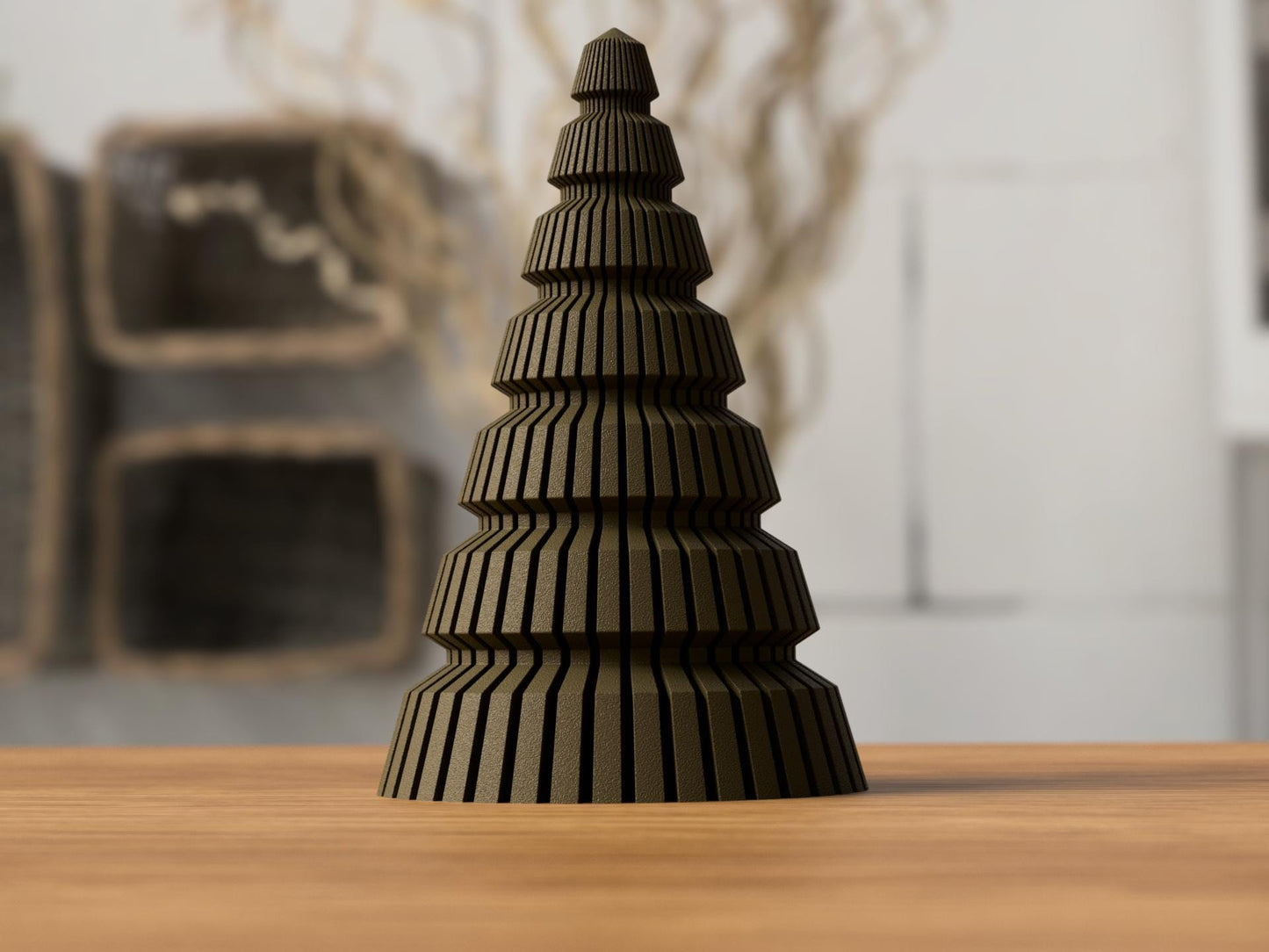 Japandi Minimalist Wooden-Style Decorative Trees | Modern Holiday Decor |