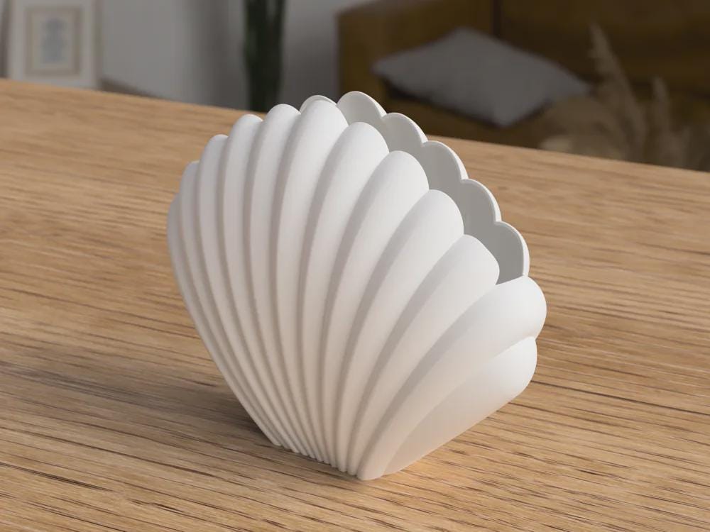 Modern Shell Vase | Minimalist Home Decor | Contemporary Table Accent