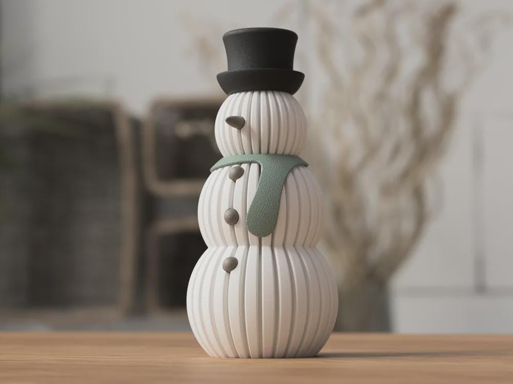 Modern Snowman Sculpture – Minimalist Winter Décor for Mantel, Shelf & Holiday Display