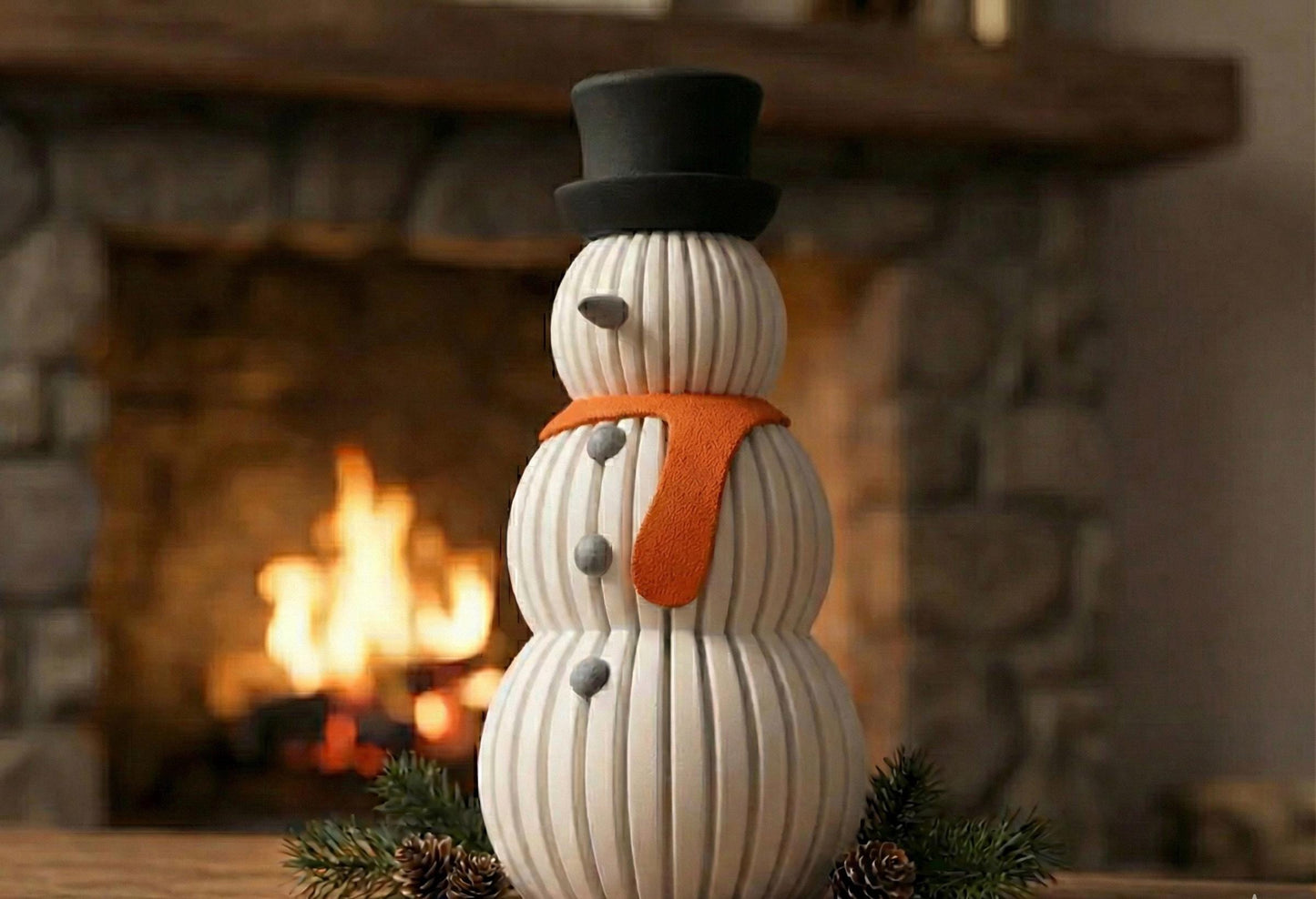 Modern Snowman Sculpture – Minimalist Winter Décor for Mantel, Shelf & Holiday Display