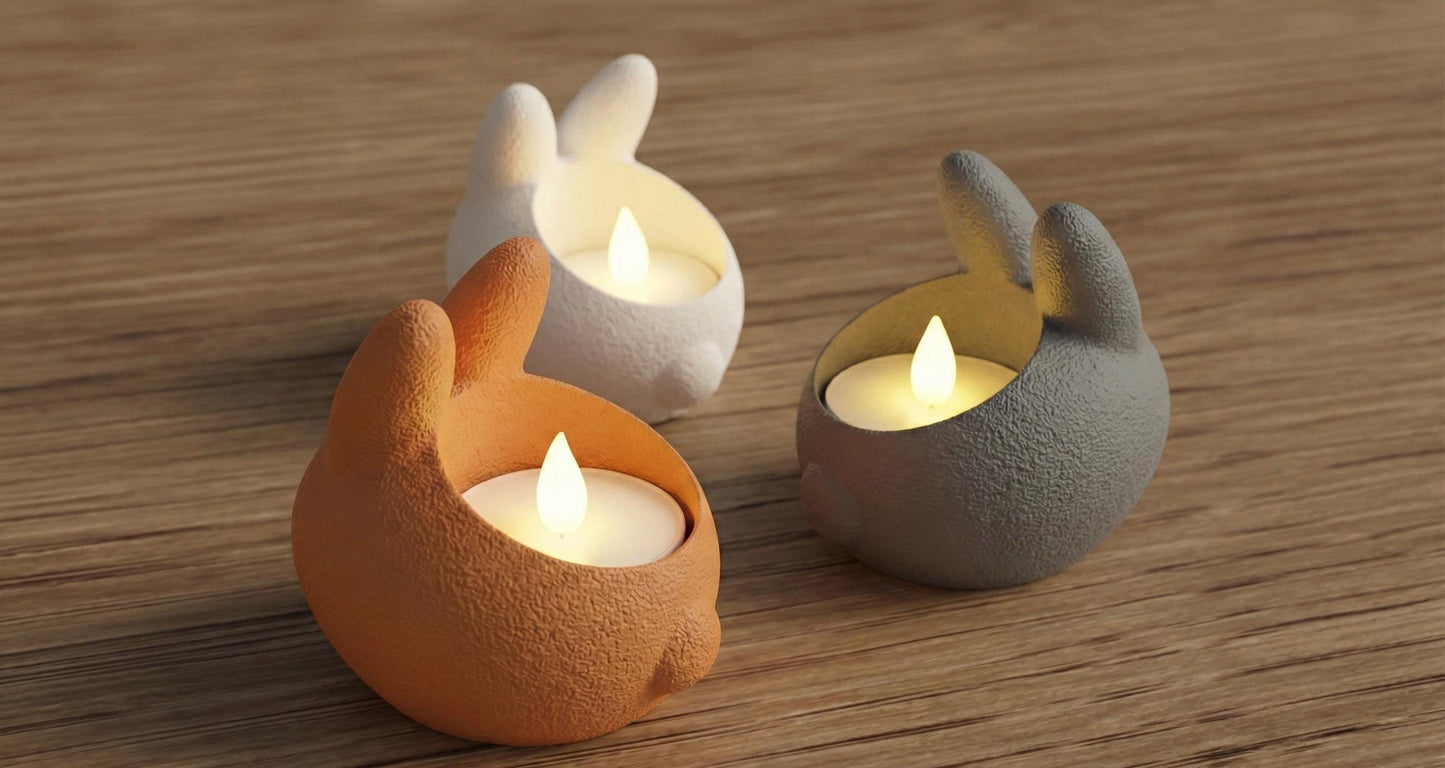Minimalist Bunny Tealight Holder – Candle Accent for Cozy Home Décor Set of 3
