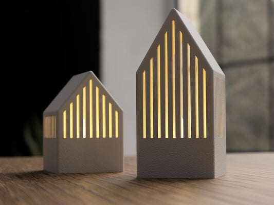 Japandi Tealight House – Minimalist Nordic Candle Holder (Light Included)