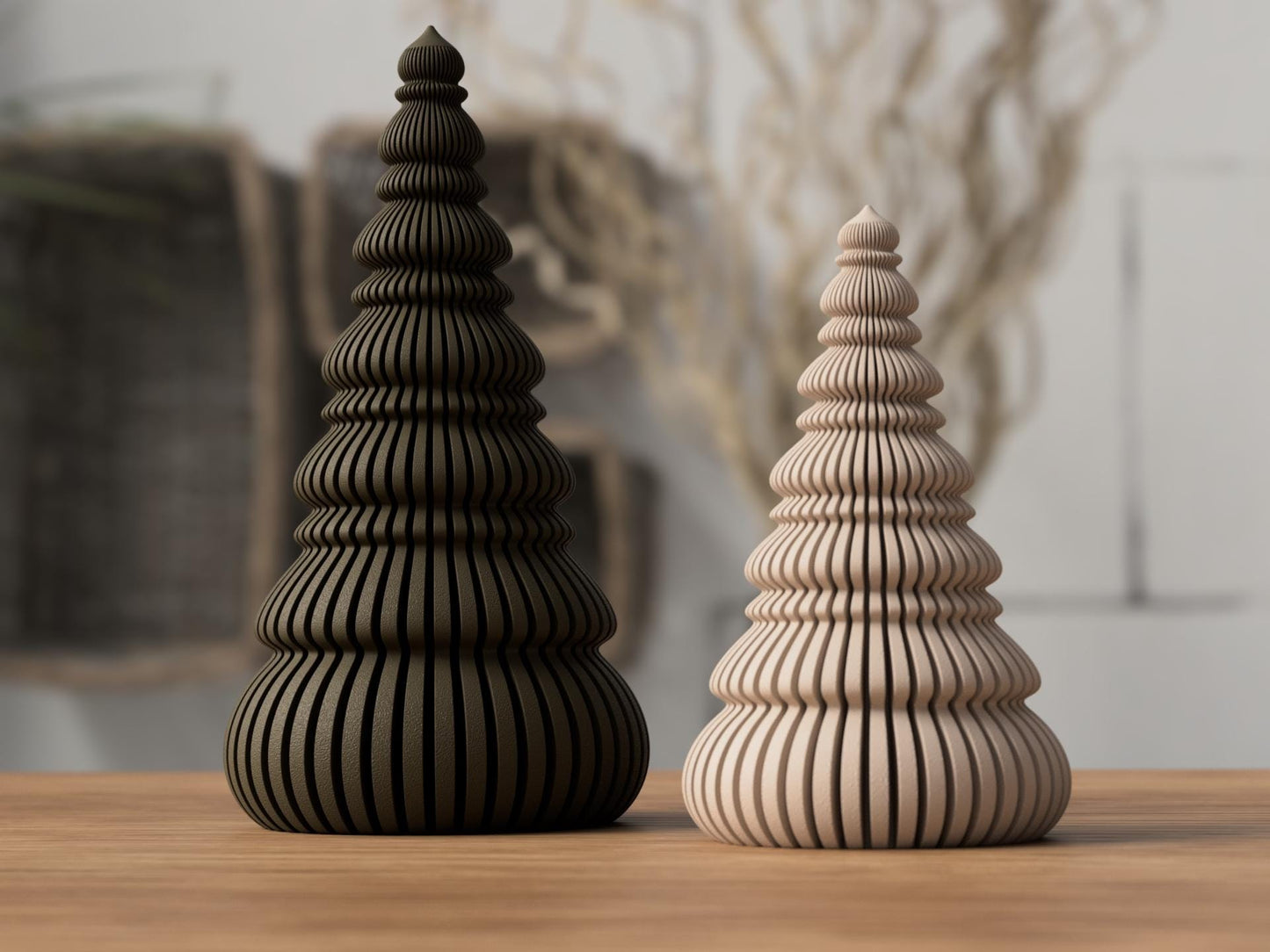 Nordic Christmas Trees – Minimalist Holiday Table Décor in Neutral Tones