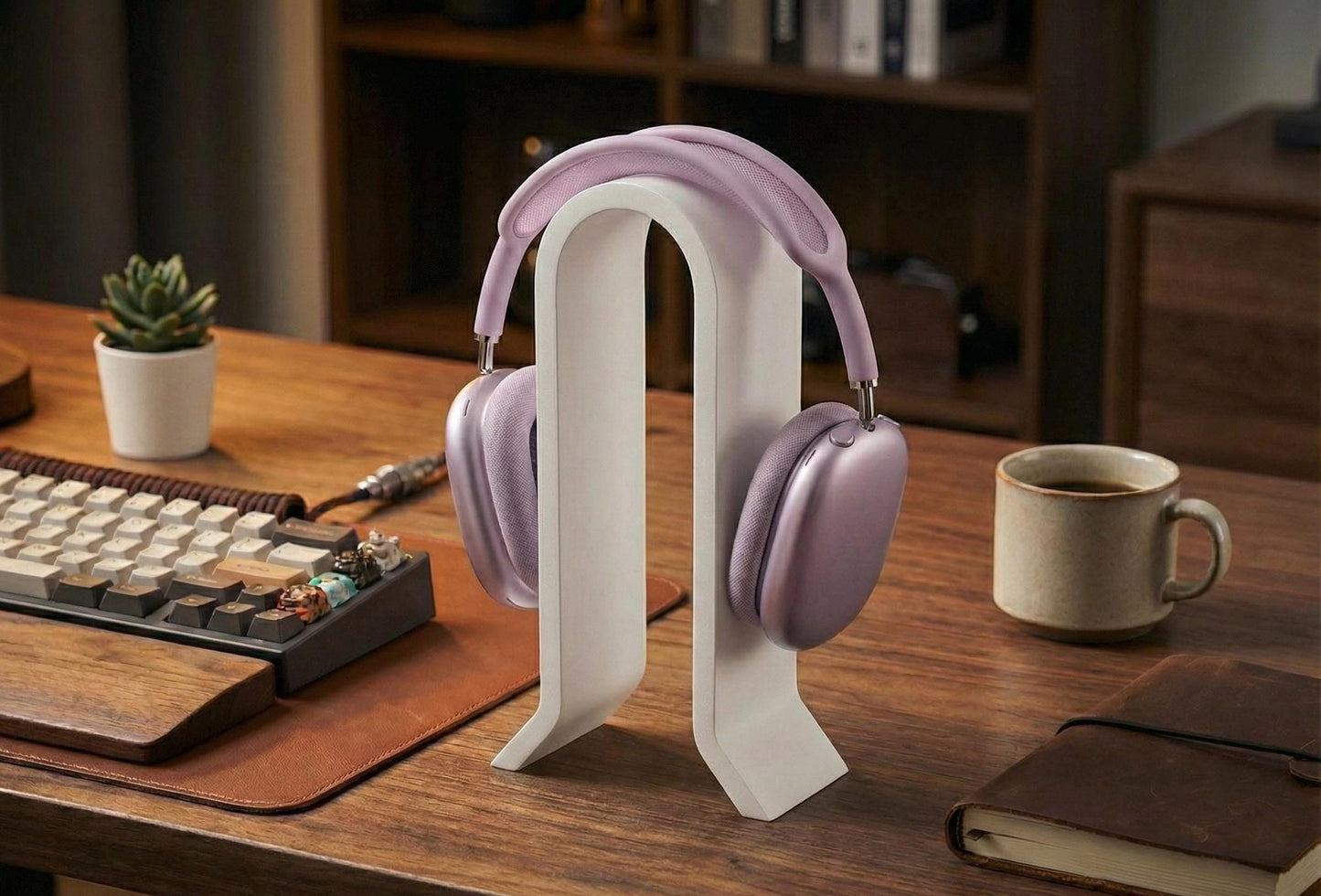 Modern Minimal Headphone Stand – Aesthetic Matte Finish Vertical Headset Holder