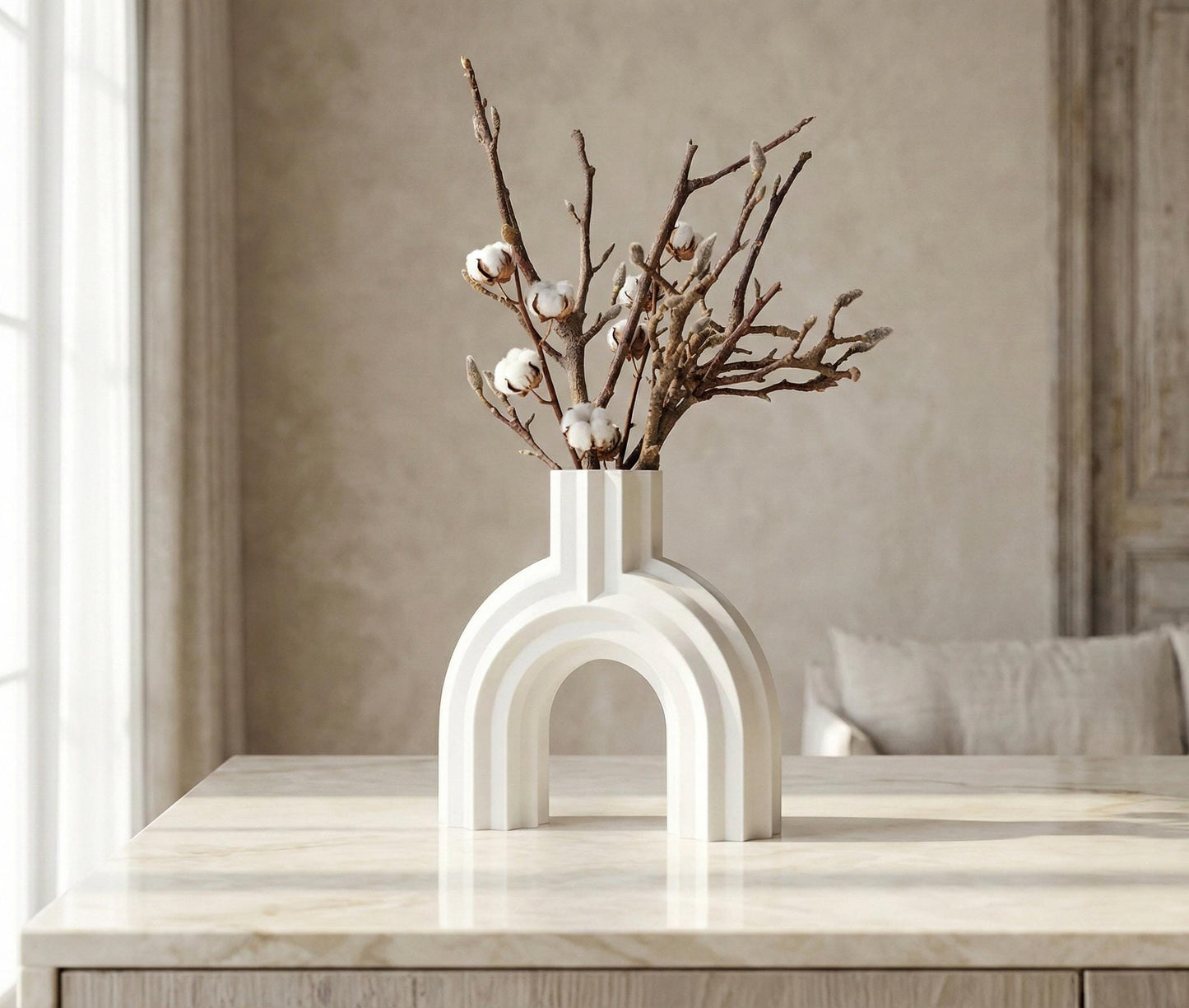 Modern Arch Vase – Minimalist Sculpture, Nordic Home Decor