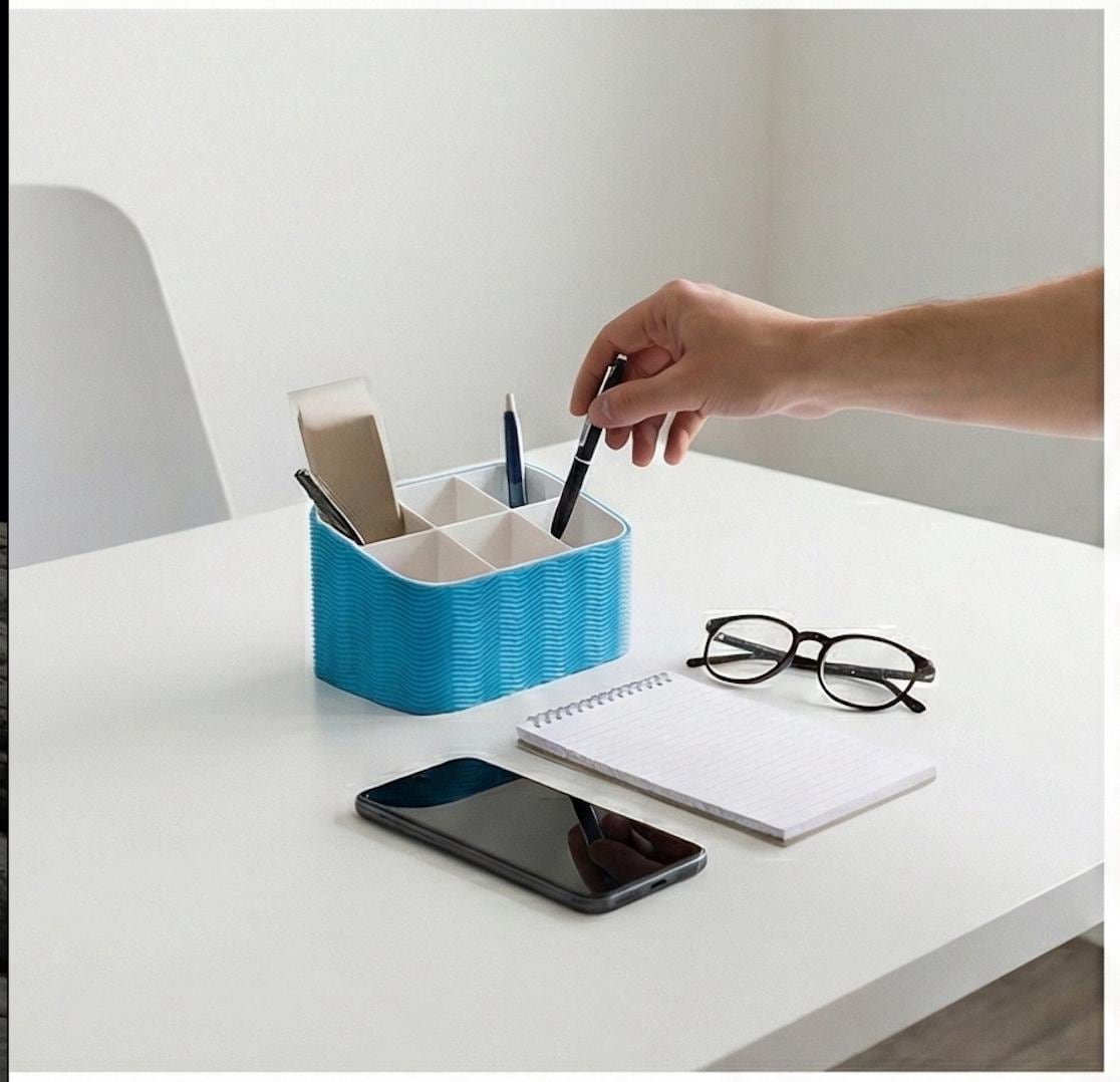 Wave Desktop Organizer | Minimalist Pen & Brush Holder