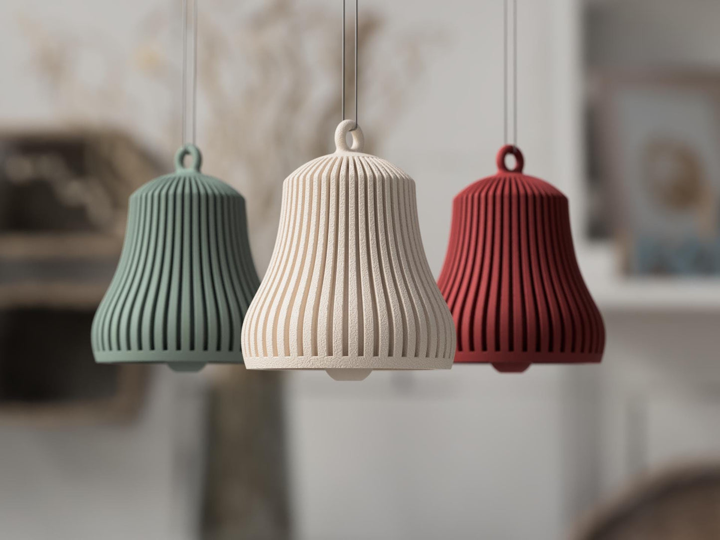 Modern Hanging Bell Ornament Set of 3 – Minimalist Home Decor