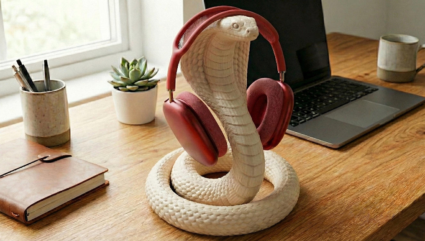 Modern Minimal Snake Headphone Stand – Aesthetic Matte Finish Vertical Headset Figure