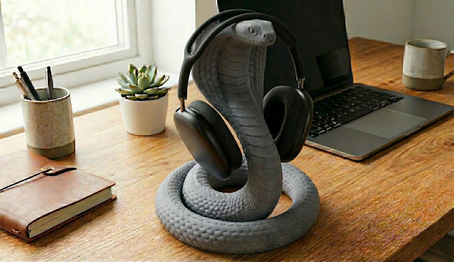 Modern Minimal Snake Headphone Stand – Aesthetic Matte Finish Vertical Headset Figure