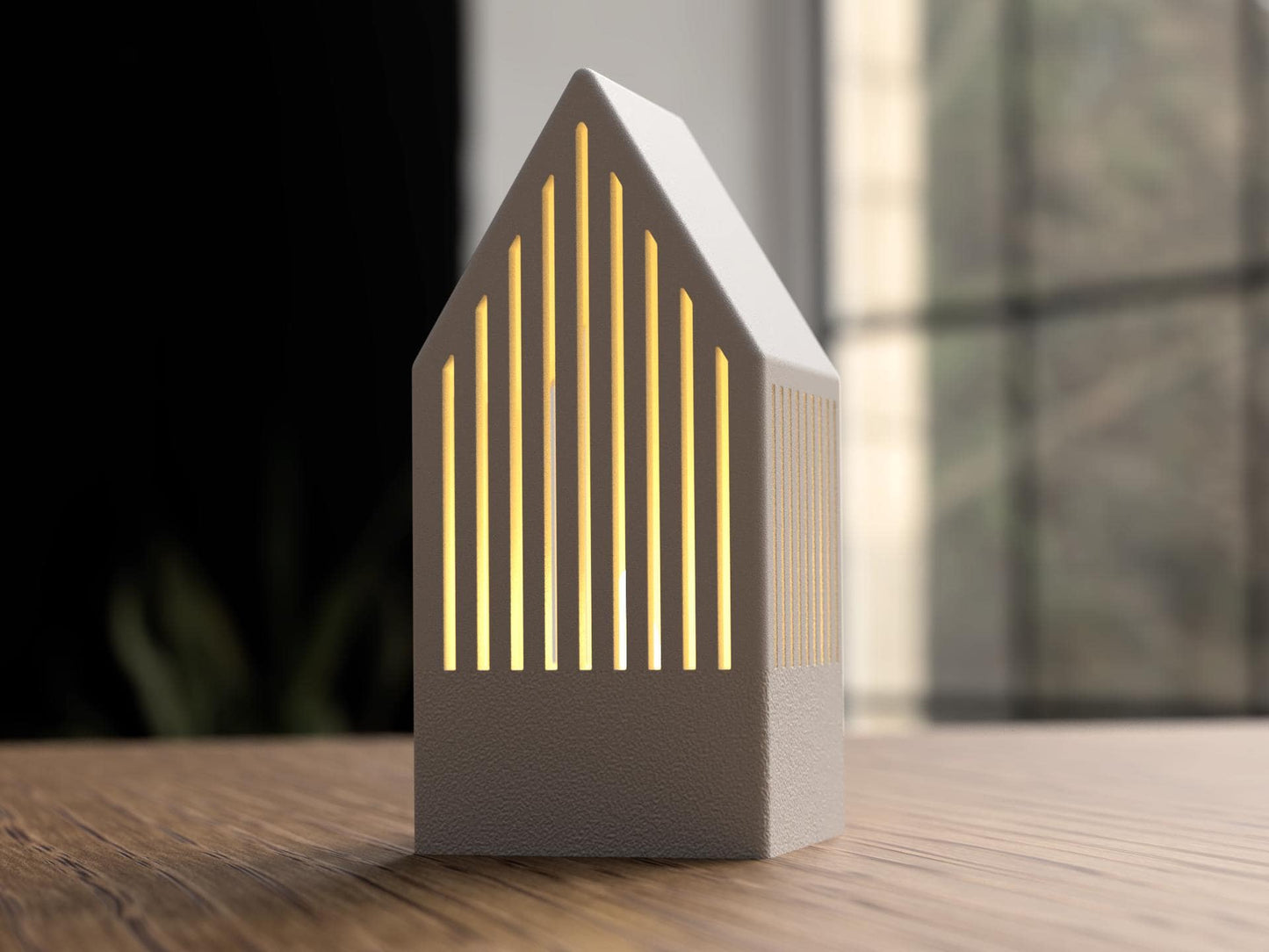 Japandi Tealight House – Minimalist Nordic Candle Holder (Light Included)