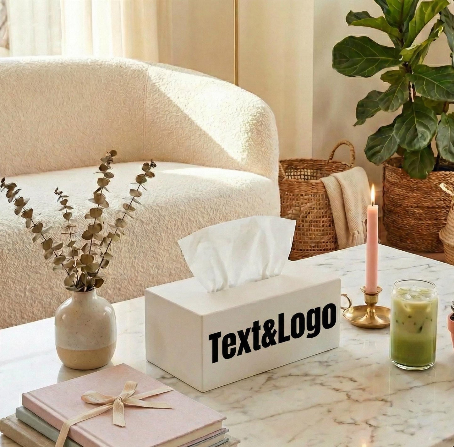 Customizable Minimalist Tissue Box Cover – Custom Logo & Color Option