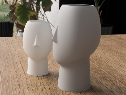 Minimalist Face Vase | Modern Abstract Sculpture Vase | Nordic Home Decor | 3D Printed Art Vase | Contemporary Ceramic-Style Decor