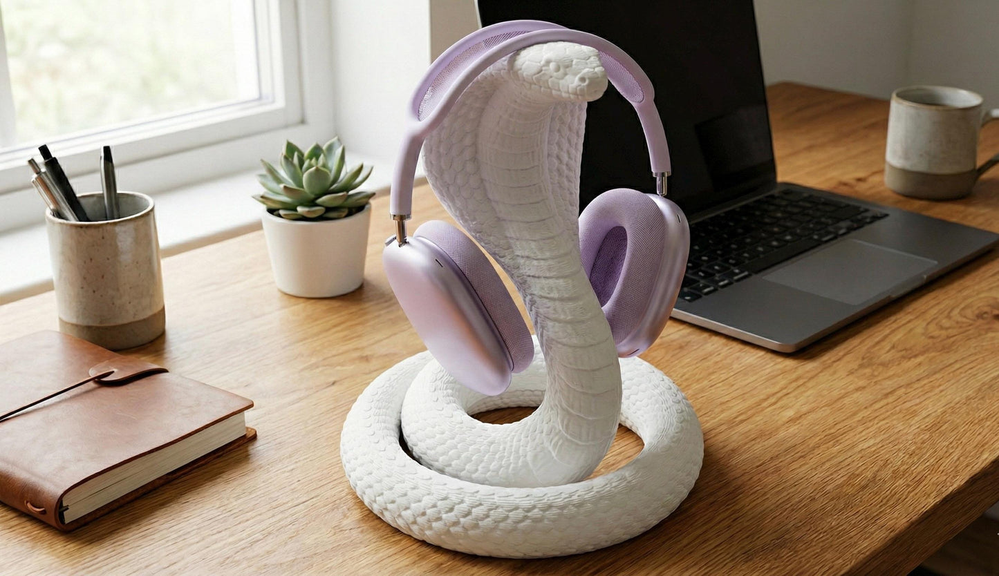 Modern Minimal Snake Headphone Stand – Aesthetic Matte Finish Vertical Headset Figure