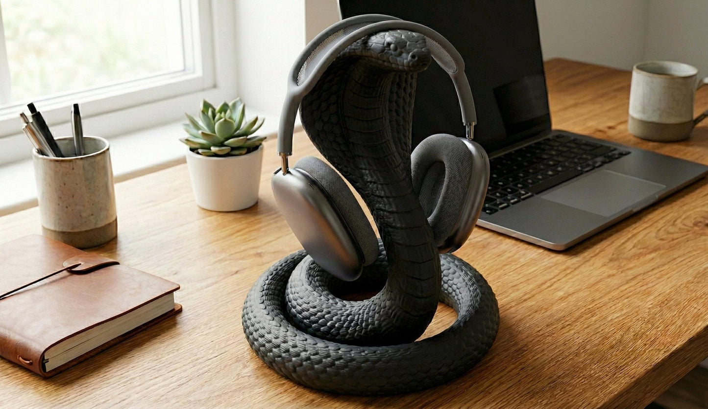 Modern Minimal Snake Headphone Stand – Aesthetic Matte Finish Vertical Headset Figure