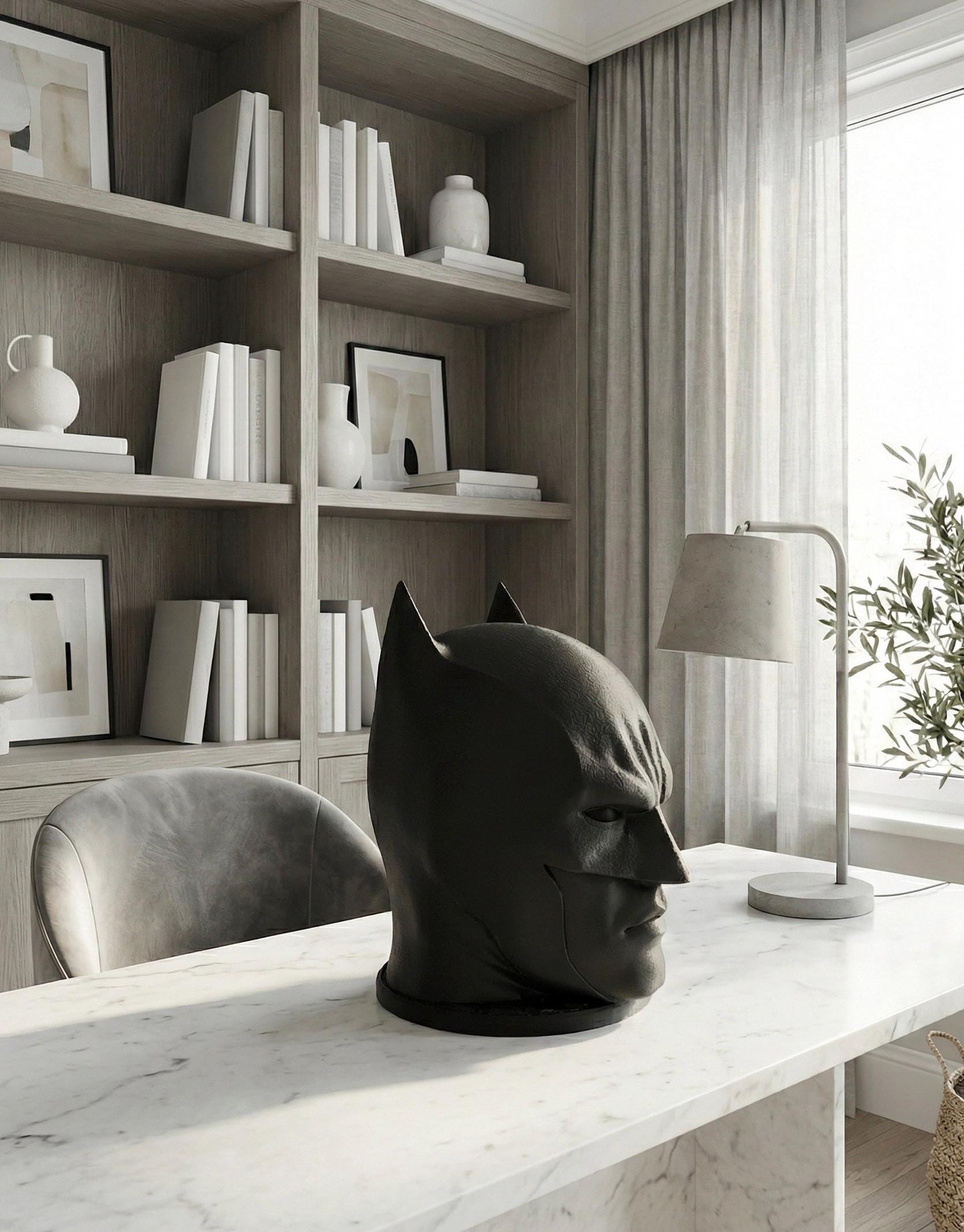 Superhero Bust Headphone Stand – Modern Matte Desk Headset Holder | Minimal Aesthetic Display