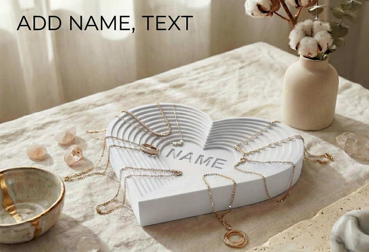 Personalized Heart Jewelry Tray – Custom Name Ring Dish | Romantic Valentine Gift Decor