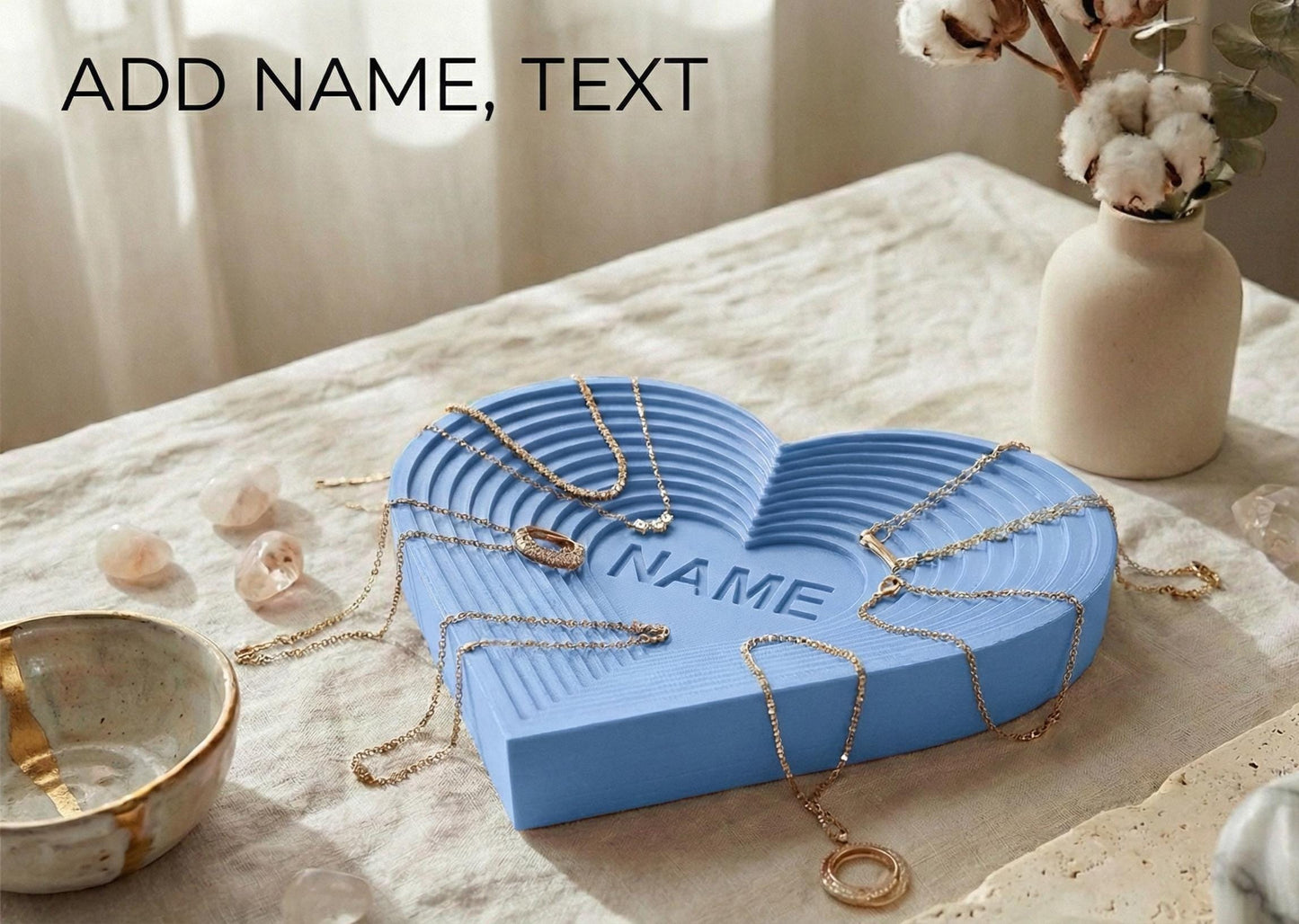 Personalized Heart Jewelry Tray – Custom Name Ring Dish | Romantic Valentine Gift Decor