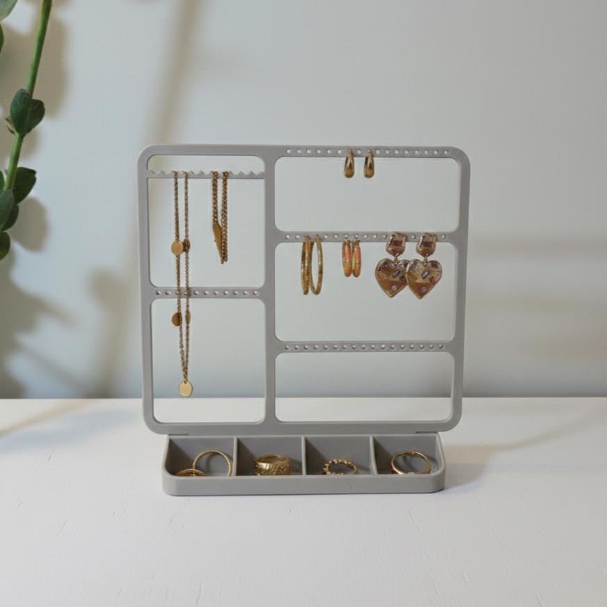 Minimalist Jewelry Organizer Stand | Earring, Necklace & Ring Holder | 3D Printed Modern Desktop Display
