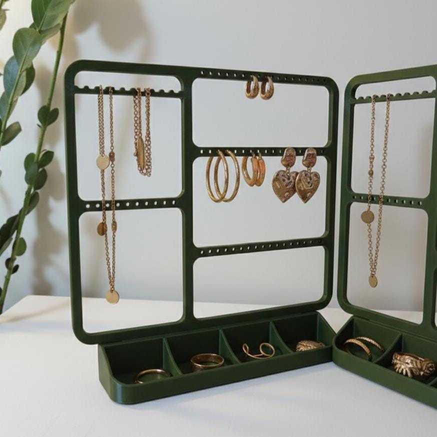 Minimalist Jewelry Organizer Stand | Earring, Necklace & Ring Holder | 3D Printed Modern Desktop Display