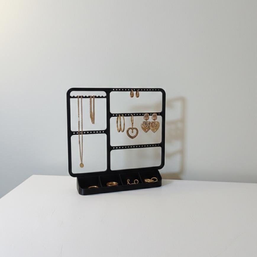 Minimalist Jewelry Organizer Stand | Earring, Necklace & Ring Holder | 3D Printed Modern Desktop Display