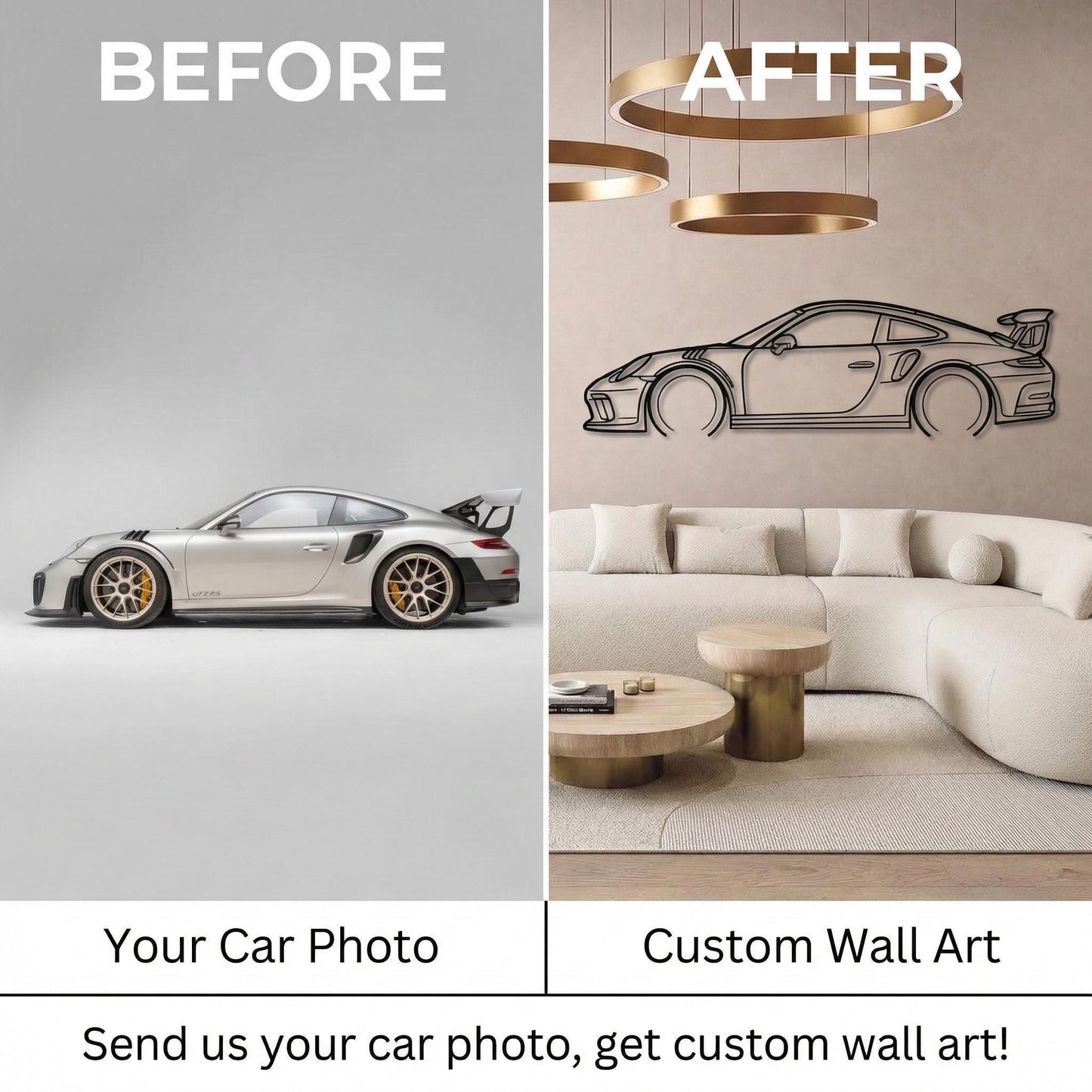 Custom Car Wall Art - Personalized Car Silhouette Sign, Gifts for Car Enthusiasts, Custom Auto Decor, Father's Day Gift