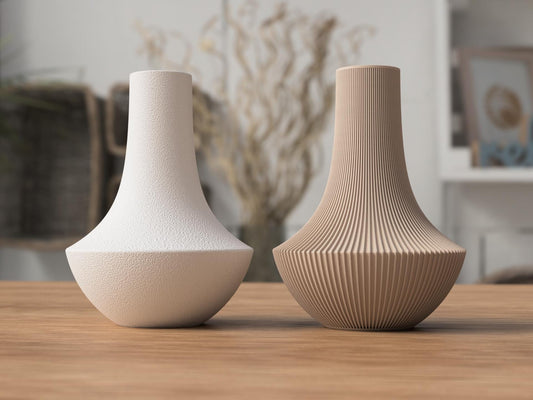 Minimalist Modern Vase – Ribbed or Textured Finish – Scandinavian Home Decor Neutral Aesthetic Vase