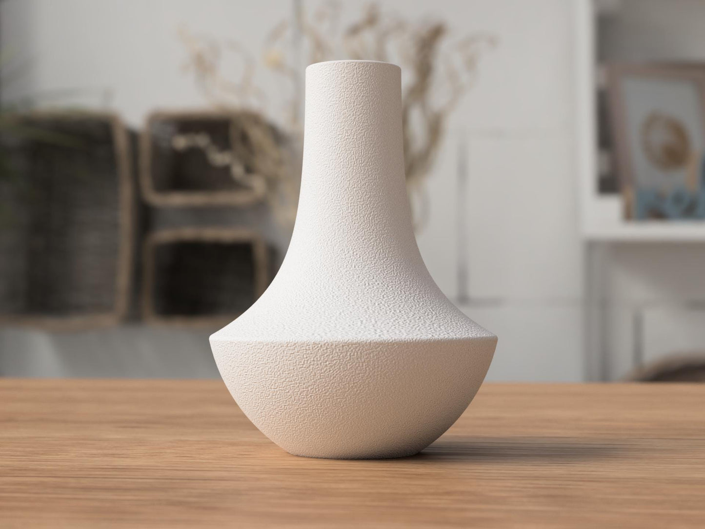 Minimalist Modern Vase – Ribbed or Textured Finish – Scandinavian Home Decor Neutral Aesthetic Vase