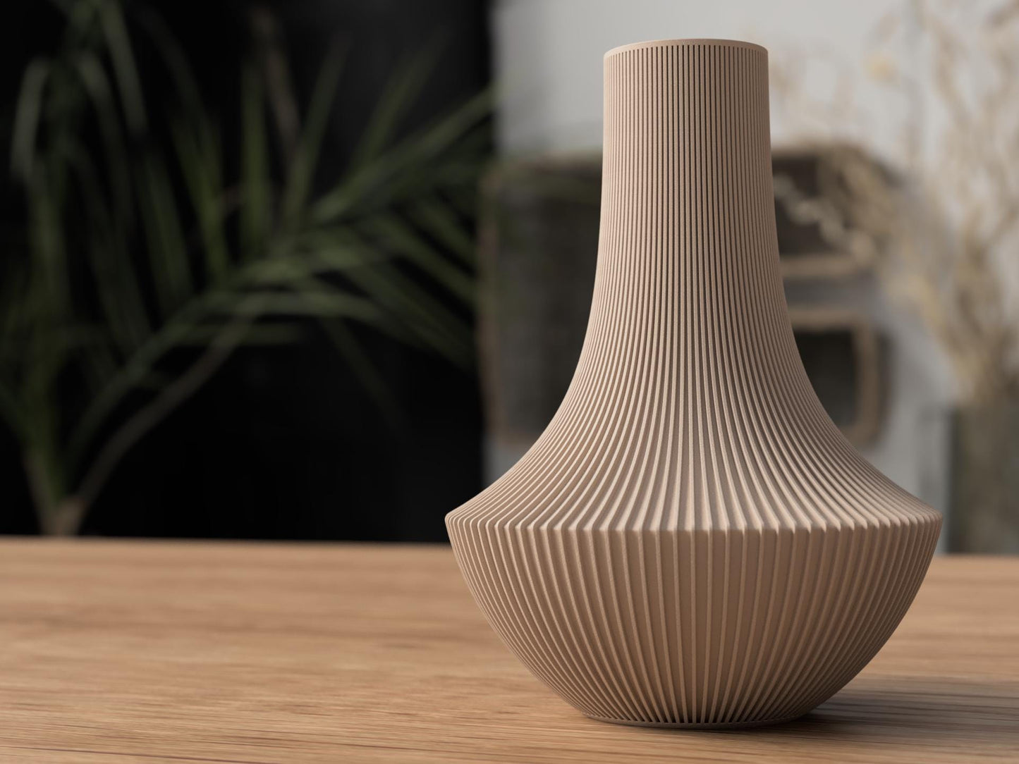 Minimalist Modern Vase – Ribbed or Textured Finish – Scandinavian Home Decor Neutral Aesthetic Vase