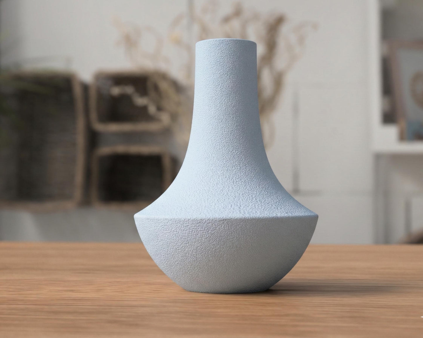 Minimalist Modern Vase – Ribbed or Textured Finish – Scandinavian Home Decor Neutral Aesthetic Vase