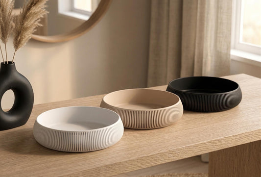 Japandi Catchall Bowl, Minimalist Valet Tray, Modern Entryway Organizer, Ribbed Decorative Bowl, Neutral Key Bowl, Bedroom Nightstand Decor