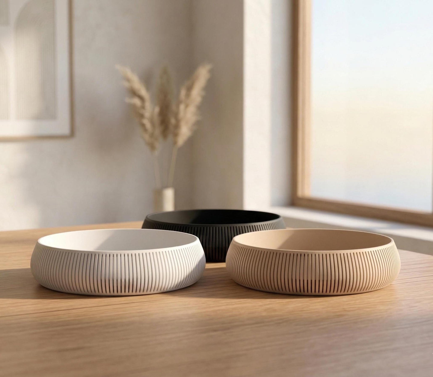 Japandi Catchall Bowl, Minimalist Valet Tray, Modern Entryway Organizer, Ribbed Decorative Bowl, Neutral Key Bowl, Bedroom Nightstand Decor